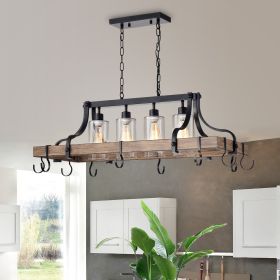 Blakes 4-light Faux-Wood Metal Kitchen Island Chandelier