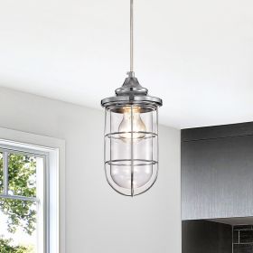 Tiago Chrome 1 Light Clear Glass Shade Pendant Lamp