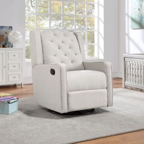 Milah Tufted Swivel Glider Recliner In Light Gray Fabric