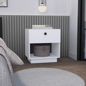 Paris 1 Drawer Nightstand , End Table, Side Table Open Lower Shelf -White