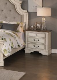 New Traditional Look Wooden Nightstand Drawers Bed Side Table Polished White Finish