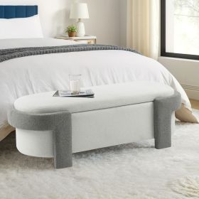 Large Versatile Storage Ottoman Bench: Spacious, Durable, and Stylish for Any Room ,White with light grey(51"*20"17")