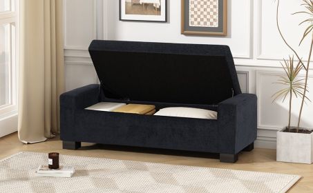 50" Ottoman Bench in Textured Fabric, Rectangular Design with Hinged Lid for Seating, Footrest, and Hidden Storage, Perfect for Living Room, Bedroom