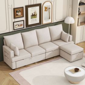 Modern L shape Modular Sofa, 5 Seat Chenile sectional Couch Set with 2 pilows lncluded, freely CombinableIndoor Funiture for Living Room,Apartment