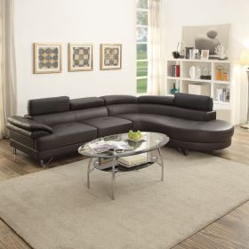 Luxurious Living Room Furniture Sectional Sofa 2pc Set Espresso Faux Leather Flip-up Headrest