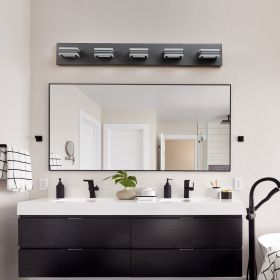 LED Modern Black Vanity Lights, 5-Lights Acrylic Matte Black