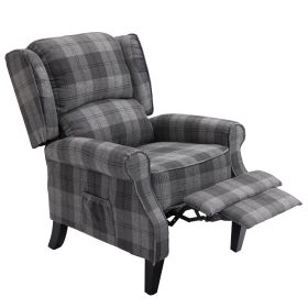 Modern Comfortable Upholstered Leisure Chair Multi-functional Recliner Chair Single Sofa with Footrest, Grey Check