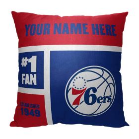 [Personalization Only] OFFICIAL NBA Colorblock Personalized Pillow - Philadelphia 76ers