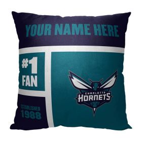 [Personalization Only] OFFICIAL NBA Colorblock Personalized Pillow - Charlotte Hornets