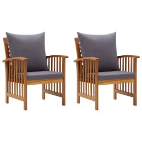 Patio Chairs with Cushions 2 pcs Solid Acacia Wood