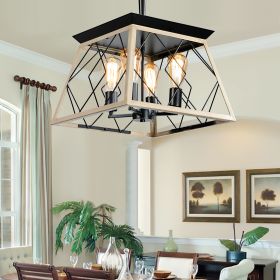 4-Light Farmhouse Chandeliers Oak (No Bulbs)