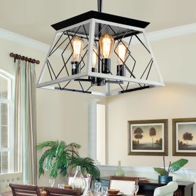 4-Light Farmhouse Chandeliers For Dining Room White (No Bulbs)