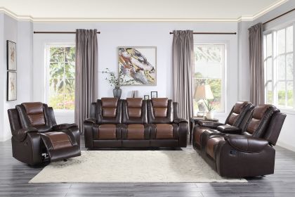 Modern Luxury Living Room Sofa Set 3pc Reclining Sofa Loveseat Glider Reclining Chair Formal Furniture Premium Faux Leather Upholstery Comfortable Two