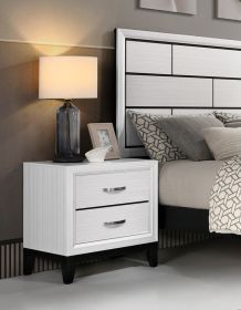 Modern Contemporary White Finish Storage Nightstand of 2x Drawers 1pc Wooden Bedroom Furniture