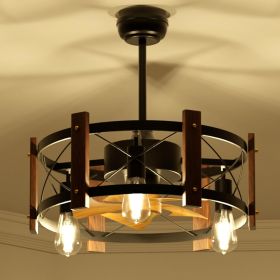 Modern Farmhouse Ceiling Fan with LED Lights, Vintage style Caged  Chandelier Fan Light