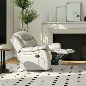 Rover 41.5" Swivel Glider Push Back Manual Recliner Arm Chair, Parchment Cream Off-White Faux Leather