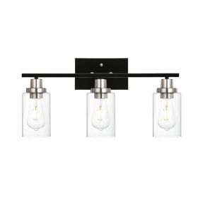 Modern Bathroom Lighting with Clear Glass Shade, 3-Light Black Vanity Light Wall Mount Lamp