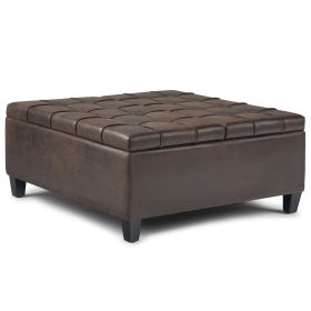 Harrison - Coffee Table Storage Ottoman - Distressed Brown