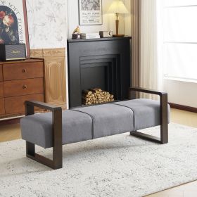 Sleek and Stylish Long - shaped Ottoman, Gray