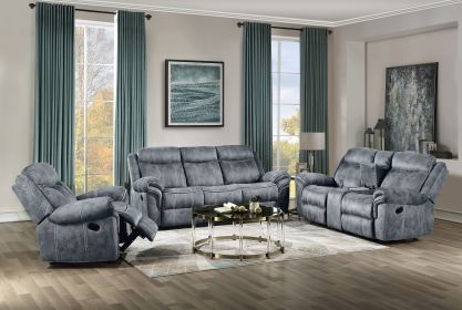 Zubaida Two Tone Gray Velvet 3PCS Recliner Living Room Set