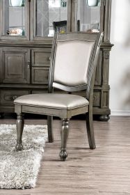 Glorious Classic Traditional Dining Chairs Gray Color Solid wood Leatherette Cushion Seat Set of 2pc Side Chairs Turned Legs Kitchen Dining Room