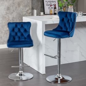 A&A Furniture,Swivel Velvet Barstools Adjusatble Seat Height from 25-33 Inch