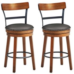 25.5-Inch 360-Degree Bar Swivel Stools with Leather Padded