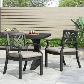 Outdoor Dining Chairs, Light Beige + Antique Matte Black (Set of 2)