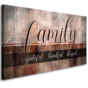 Canvas Wall Art for Living Room,Family Grateful Thankful Blessed,Family Wall Decor,Christian Wall Decor,Blessed Wall Decor