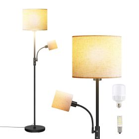 67.32In Mother Daughter Floor Lamp with Linen Shade 3200K Brightness 360° Adjustable Reading Light Modern Decoration Standing Lamp for Living Room Bed