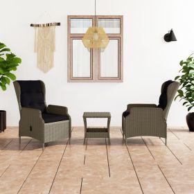 3 Piece Patio Lounge Set with Cushions Poly Rattan Brown