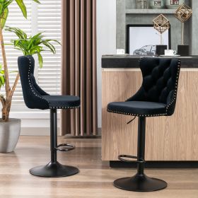 A&A Furniture,Swivel Velvet Barstools Adjusatble Seat Height from 25-33 Inch,17.7 inch base