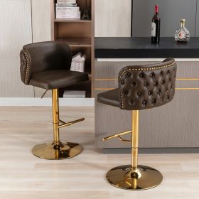 A&A Furniture,Swivel Barstools Adjusatble Seat Height, Modern PU Upholstered Bar Stools with the whole Back Tufted