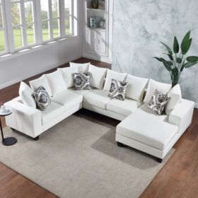 110*85" Modern U Shape Sectional Sofa, Velvet Corner Couch with Lots of Pillows Included,Elegant and functional indoor furniture for Living Room