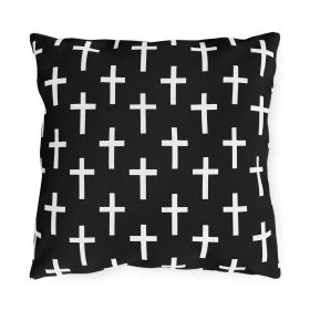 Decorative Outdoor Pillows With Zipper - Set Of 2, Black And White Seamless Cross Pattern