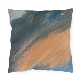 Decorative Outdoor Pillows With Zipper - Set Of 2, Abstract Blue Orange Grey Pattern