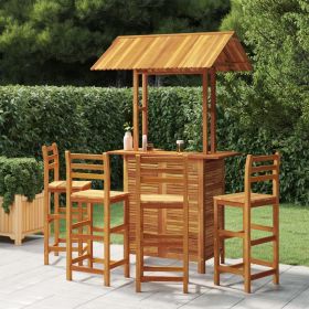 5 Piece Patio Bar Set Solid Wood Acacia