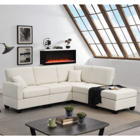 [VIDEO provided][New]89.8*60.2" Modern Sectional Sofa,5-Seat Modular Couch Set with Convertible Ottoman