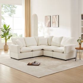 [VIDEO provided] [New] 84*84" Modern L Shape Modular Sofa, 5 Seat Chenille Sectional Couch Set with 2 Pillows Included