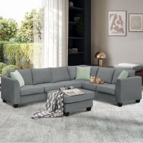 [VIDEO provided] 112*87" Sectional Sofa Couches Living Room Sets, 7 Seats Modular Sectional Sofa with Ottoman