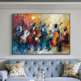 Abstract Jazz Music Oil Painting on Canvas Large Wall Art Original Black Jazz Club Art Custom Painting Modern Living Room Home Decor Gift (style: 01, size: 70x100cm)