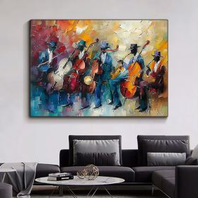 Abstract Jazz Music Oil Painting on Canvas Large Wall Art Original Black Jazz Club Art Custom Painting Modern Living Room Home Decor Gift (style: 01, size: 100x150cm)